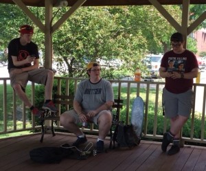  Pokémon GO Players search by the Old Effingham Courthouse. (L-R) Zach Correll 21, of Altamont; Jacob Winkler, 20 of Centralia; and Matthew Krueger 20, of Effingham
