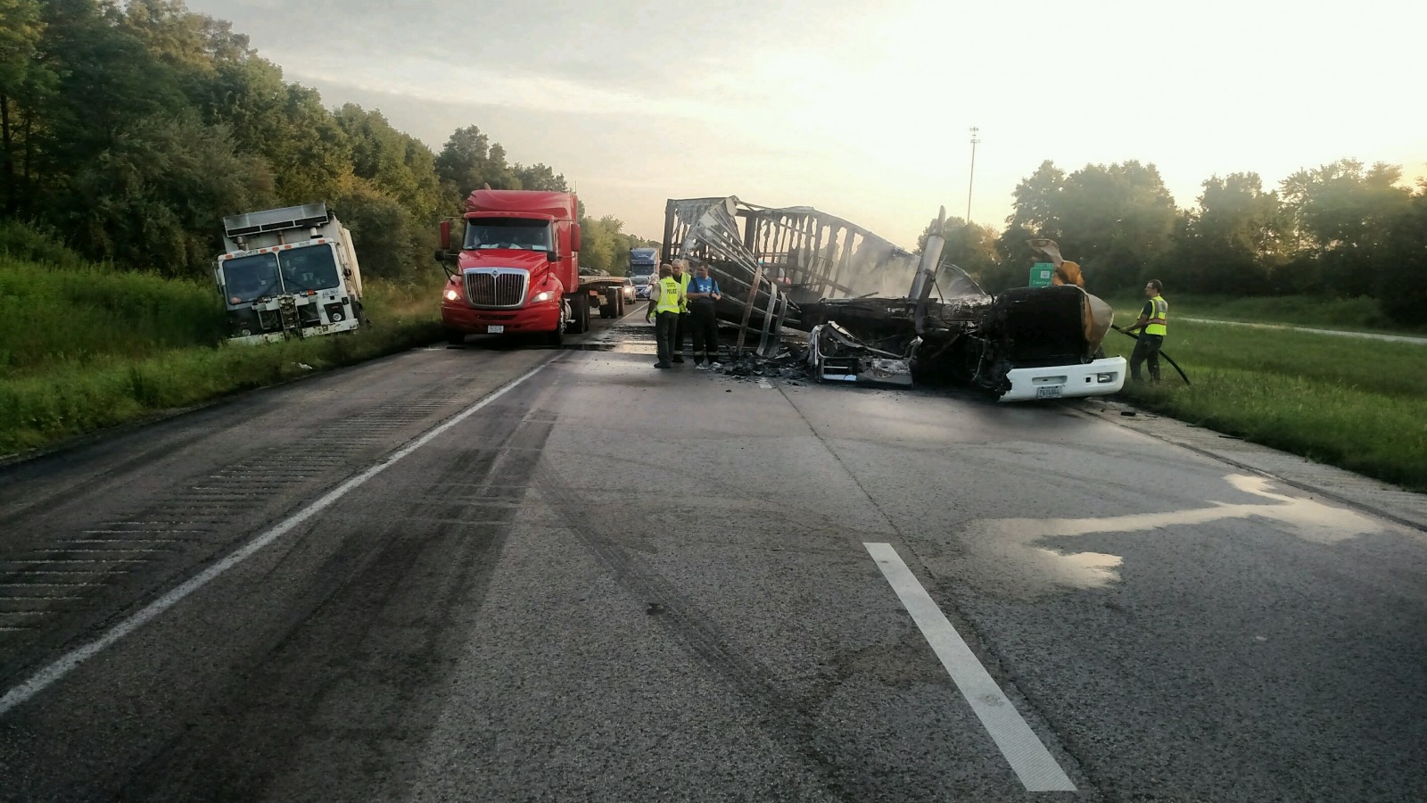 Wreckage from and earlier crash on I-57. Use caution when passing on the highway!