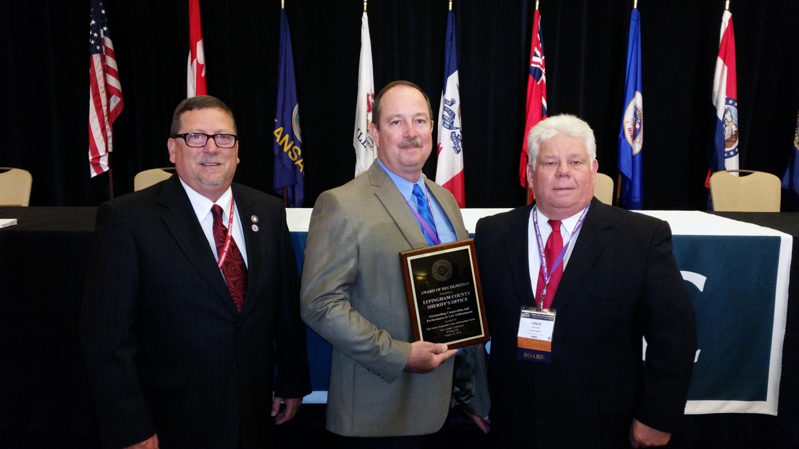 (L-R) MOCIC Director Mike Snavely, Chief  Deputy Paul Kuhns, Illinois Executive Board Member Vince Wieland 