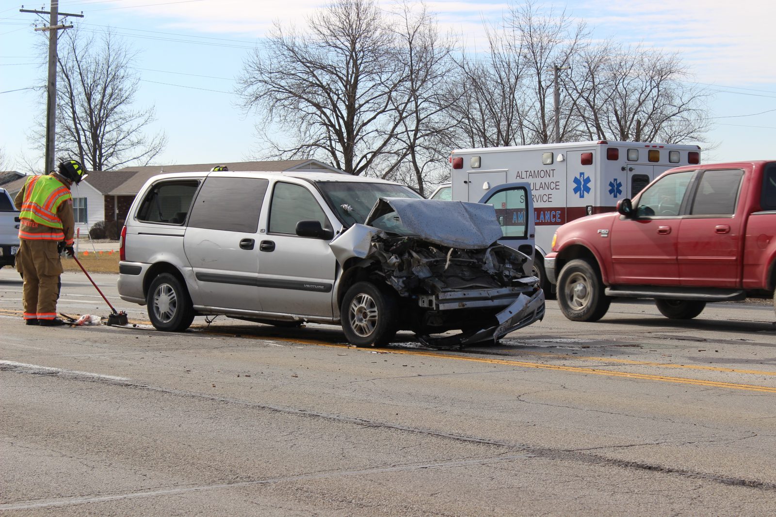 A Chevrolet Venture involved in an accident on Banker Street on Friday.